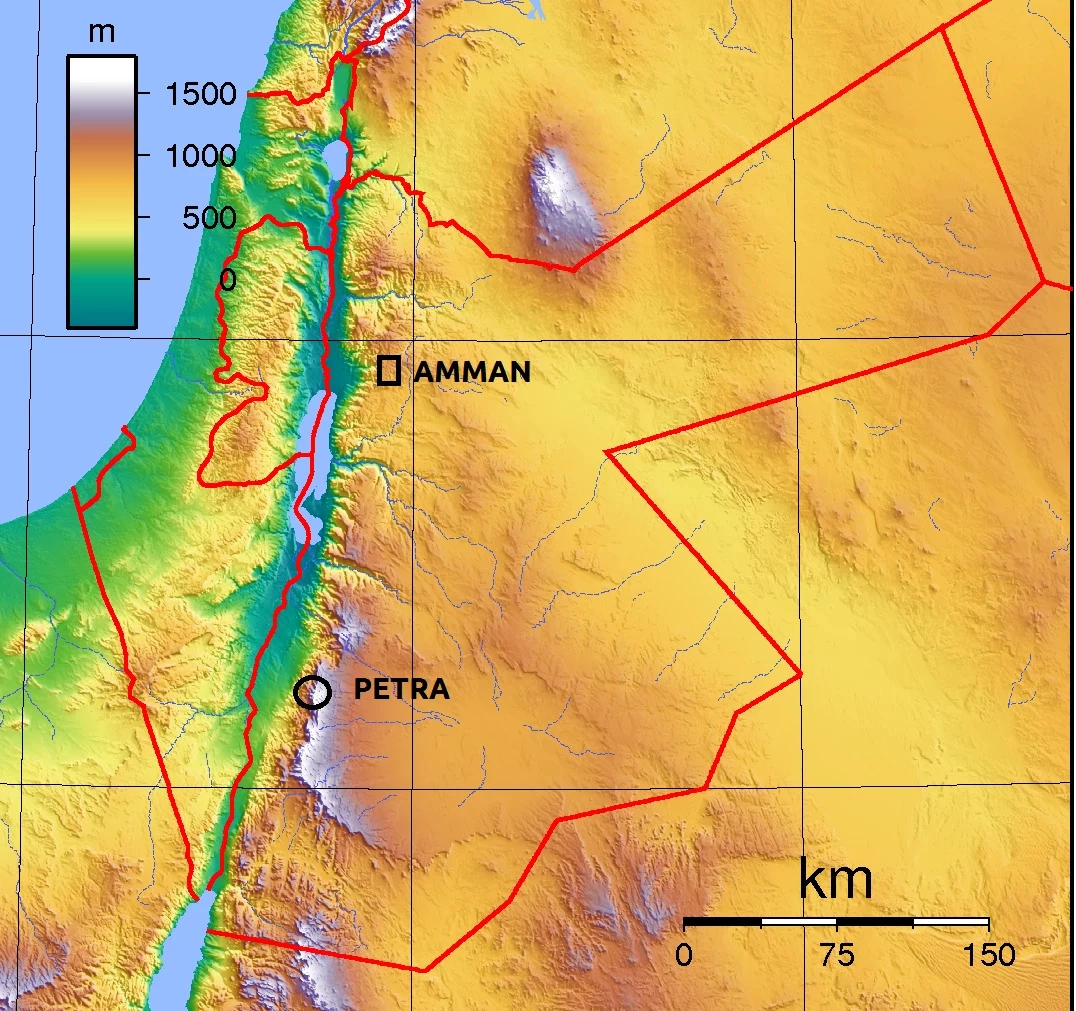 Kaart van Jordanië